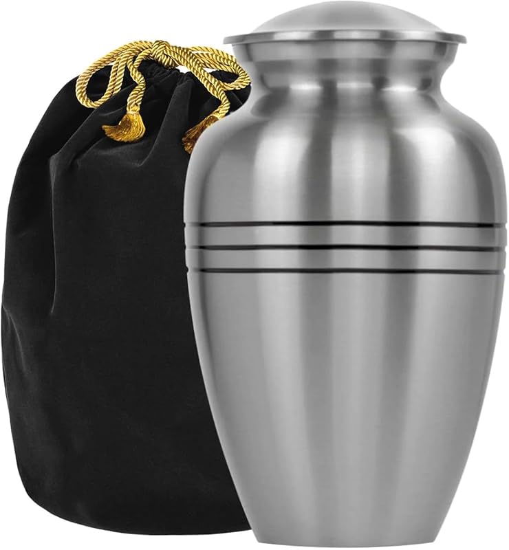 Trupoint Memorials Large Silver Pewter Cremation Urn for Human Ashes, 