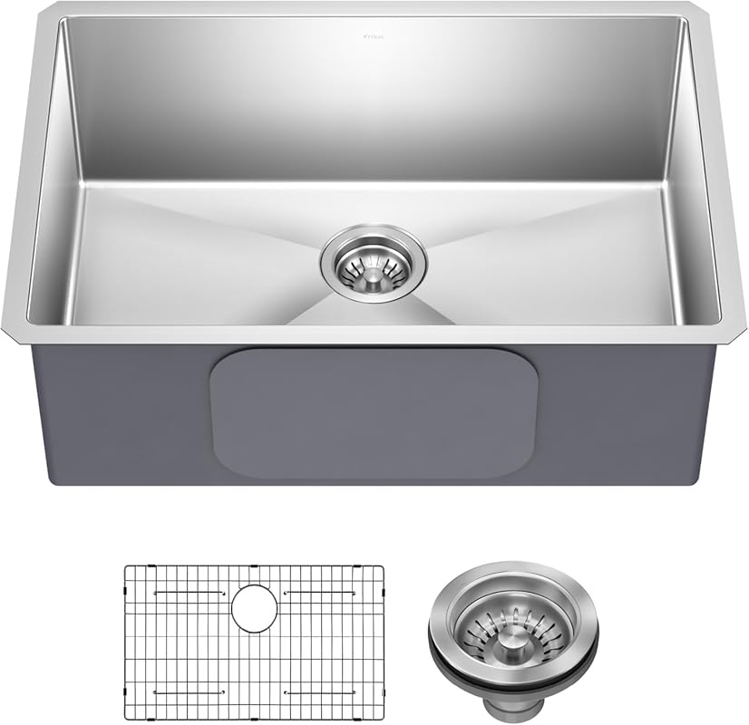KRAUS Standart PRO 28-inch Undermount Kitchen Sink, 16 Gauge Stainless