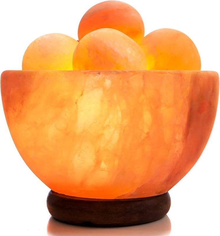UMAID Himalayan Salt Lamp Bowl with 6 Massage Balls, Dimmable Natural 