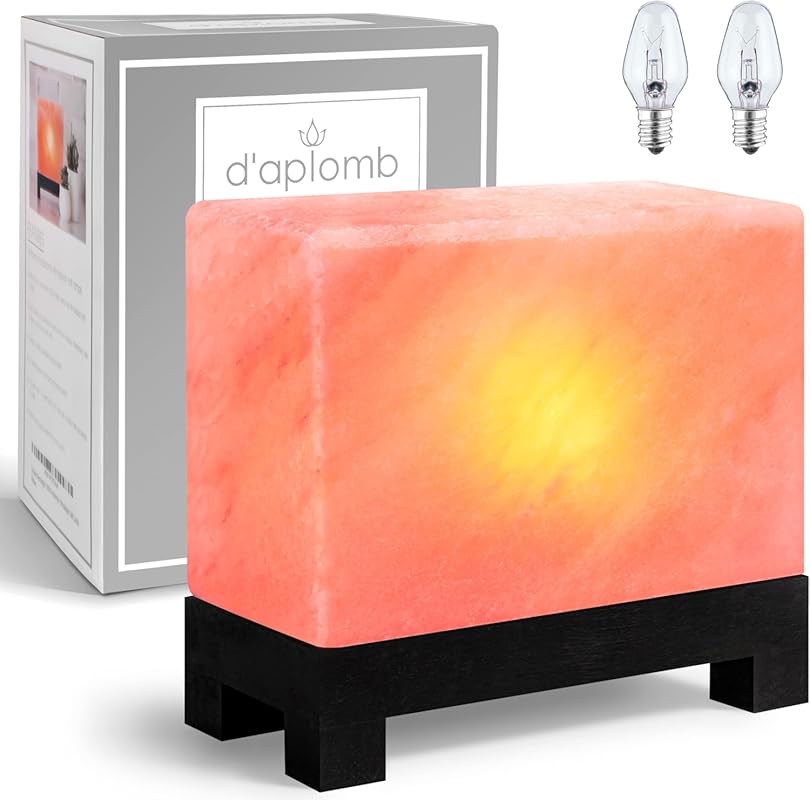 d'aplomb Modern Rectangle 11.5 lbs Himalayan Salt Lamp, Hand-Carved Ra