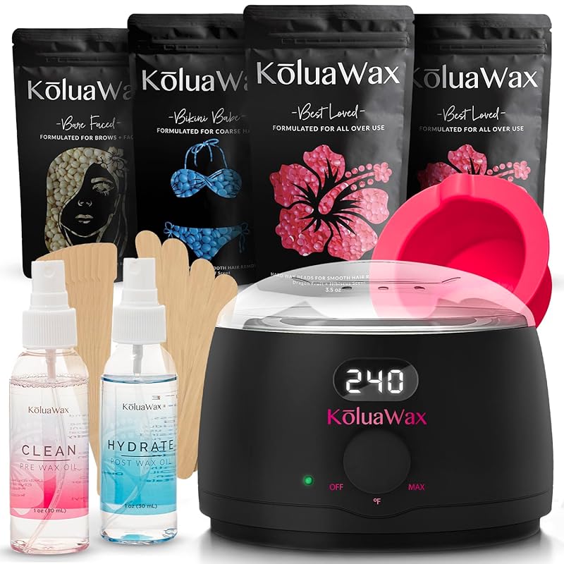 KoluaWax Premium Black Waxing Kit for Women, Beginner Friendly, Wax Be