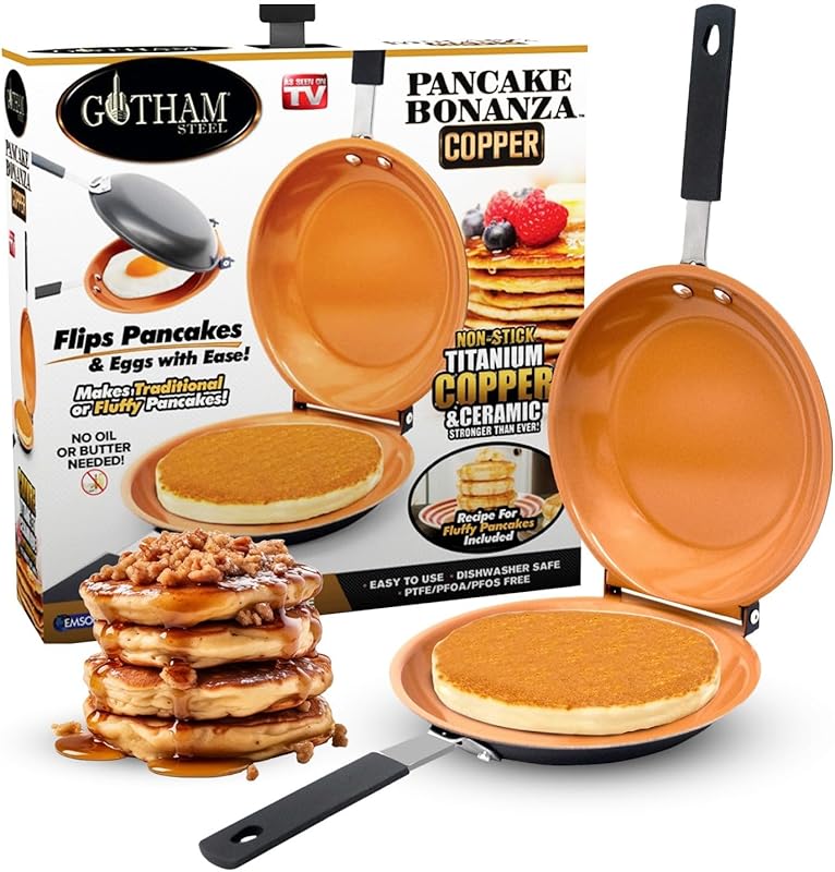 Gotham Steel Double Sided Ceramic Nonstick Copper Pancake Griddle, Eas