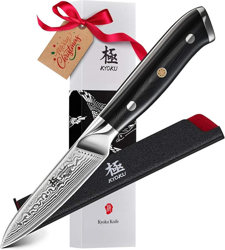 KYOKU Shogun Series 3.5" Paring Knife - Japanese VG10 Damascus Blade w