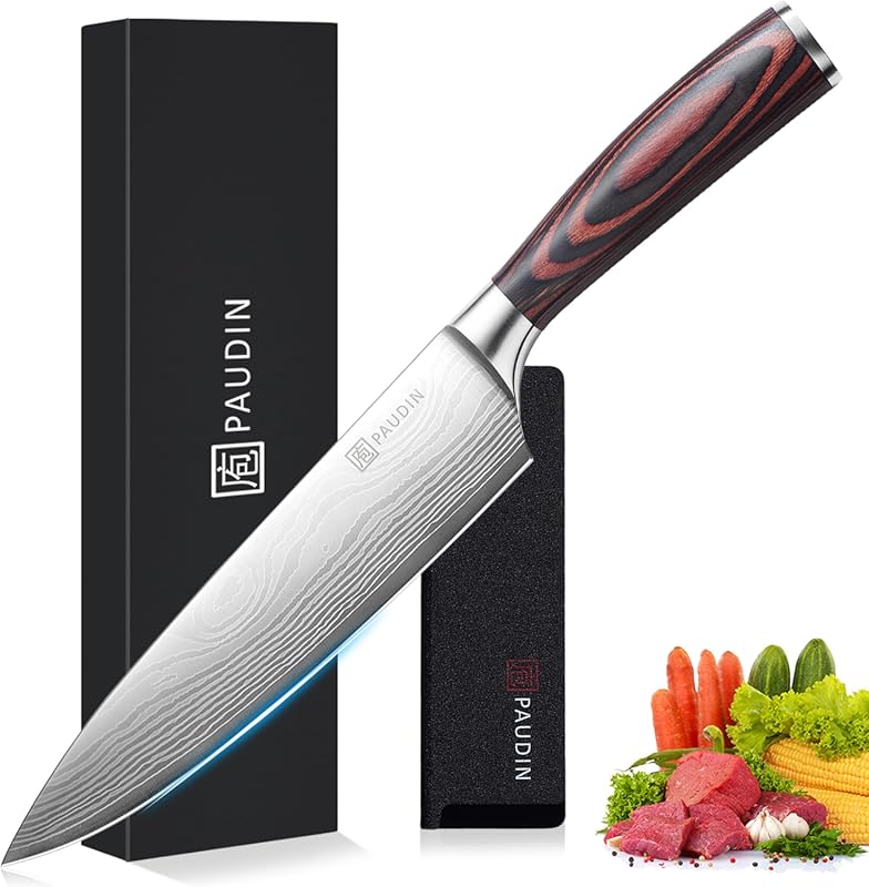 PAUDIN 8 Inch Chef Knife - High Carbon Stainless Steel Sharp Kitchen K