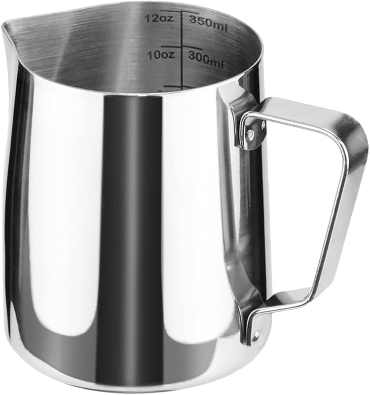 HOFASON Stainless Steel Milk Frothing Pitcher, 12oz (350ml) for Espres