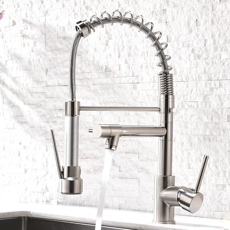 AIMADI Contemporary Brushed Nickel Kitchen Faucet with Pull-Down Spray
