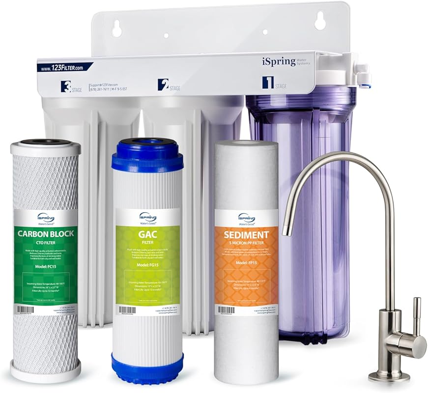 iSpring US31 NSF Certified 3-Stage Under Sink Tankless Water Filter Sy