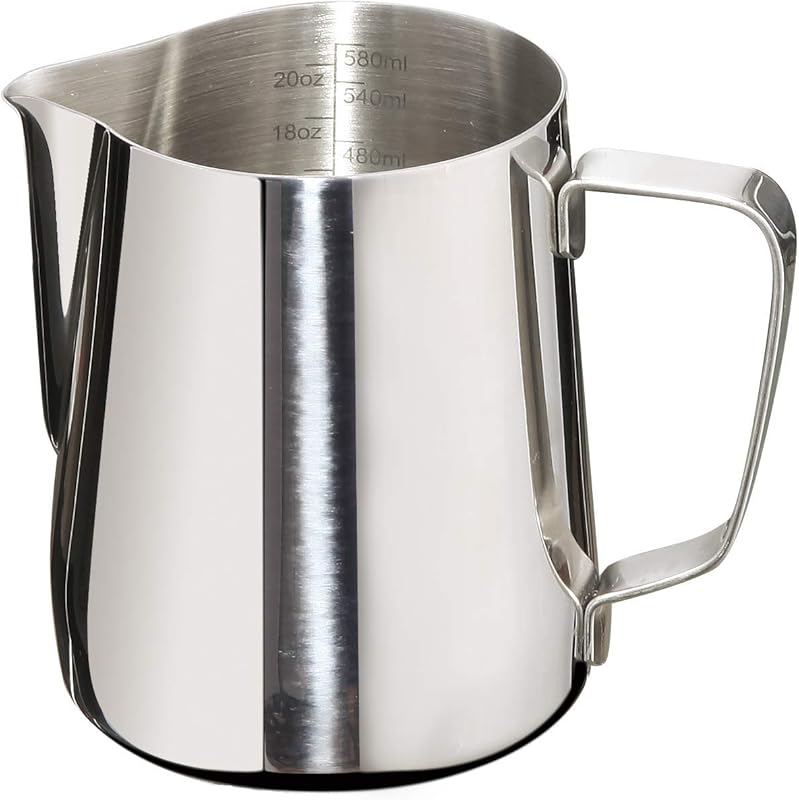 Stainless Steel Milk Frothing Pitcher, 20oz (600ml) Steaming Cup for L