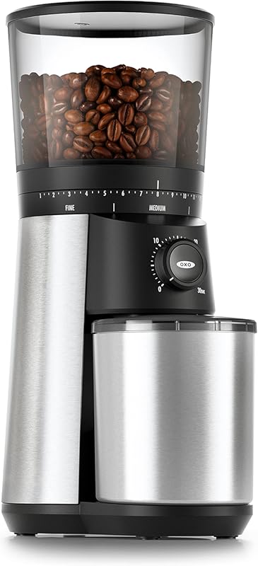 OXO Brew Conical Burr Coffee Grinder, Stainless Steel Burrs, One-Touch