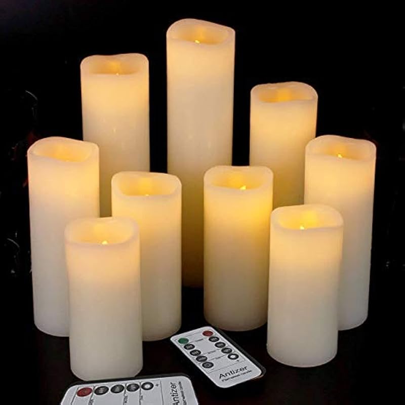 antizer Flameless LED Real Wax Candles 9 Pack with Remote Timer, Batte