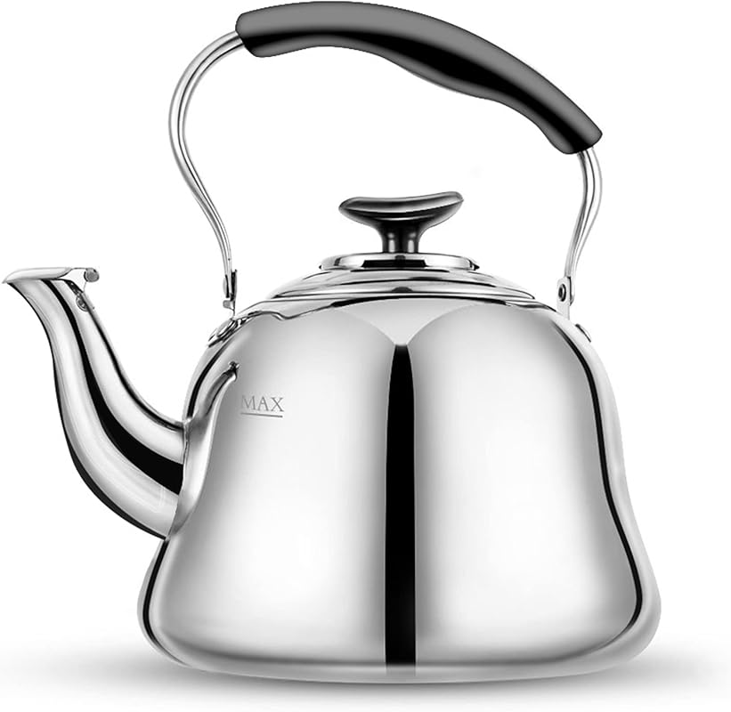 Stovetop Whistling Tea Kettle, 2L Stainless Steel Teapot with Heat-Res