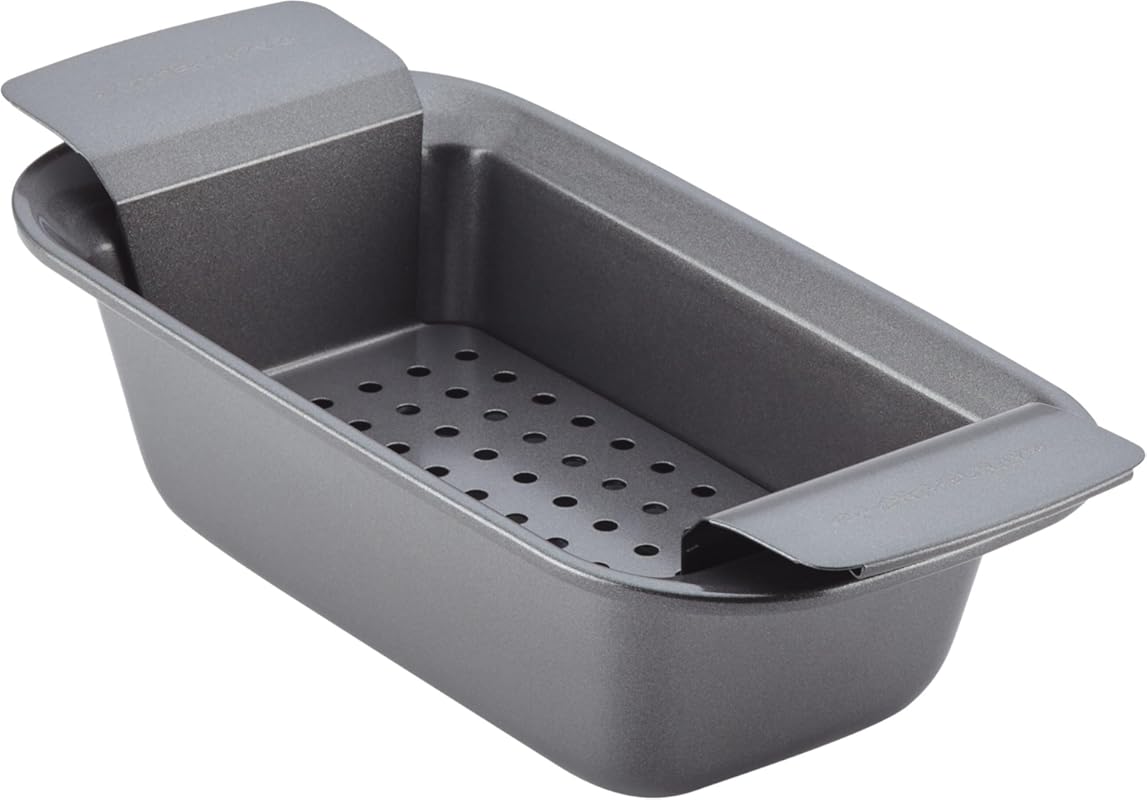 Rachael Ray Bakeware Nonstick Loaf Pan with Insert, Perfect for Meatlo