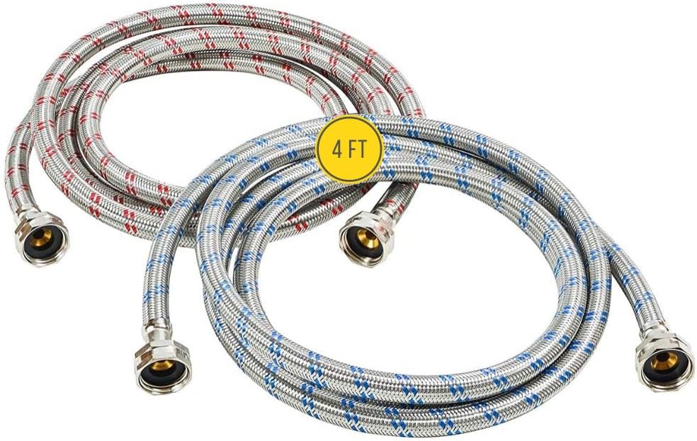 4FT Braided Stainless Steel Washing Machine Hoses, OCT Connect, Univer