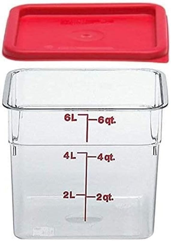 Cambro 6SFSCW135 Camsquare 6-Quart Food Container with Lid, Clear Poly