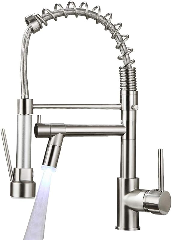 AIMADI Commercial Brushed Nickel Kitchen Faucet, Pull-Down Sprayer, Si