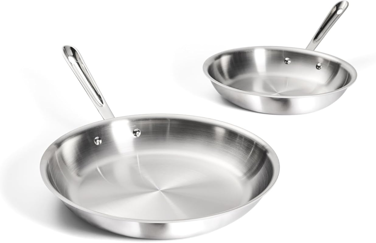 All-Clad D3 3-Ply Stainless Steel Fry Pan Set, 10 & 12 Inch, Induction