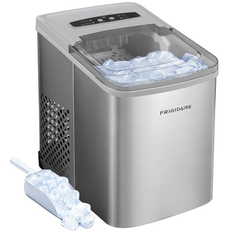 Frigidaire Portable Compact Ice Maker, 26lbs Daily Production, Stainle