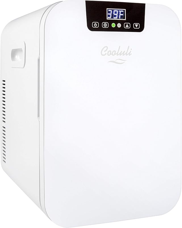 Cooluli 20 Liter Mini Fridge with Temperature Control, White Thermoele