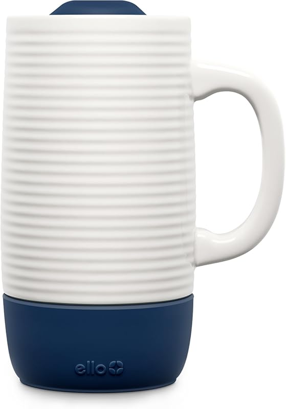 Ello Jane 18oz Ceramic Travel Mug with Handle – Splash-Resistant Slide