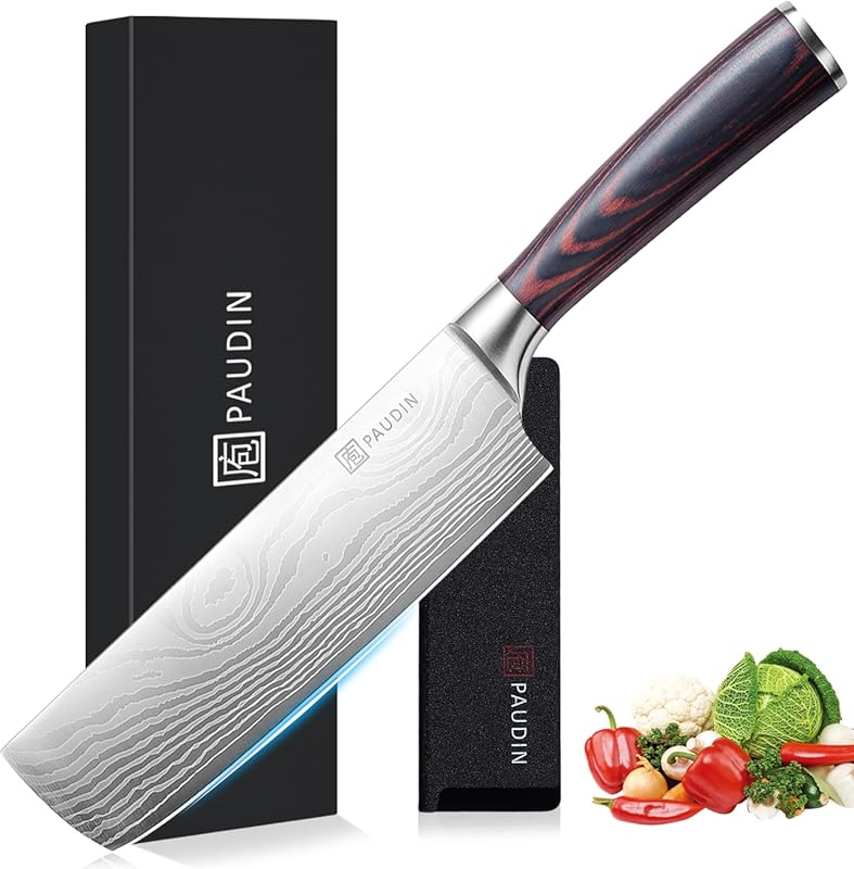 PAUDIN 7-inch Nakiri Knife, Razor Sharp High Carbon Stainless Steel Ve