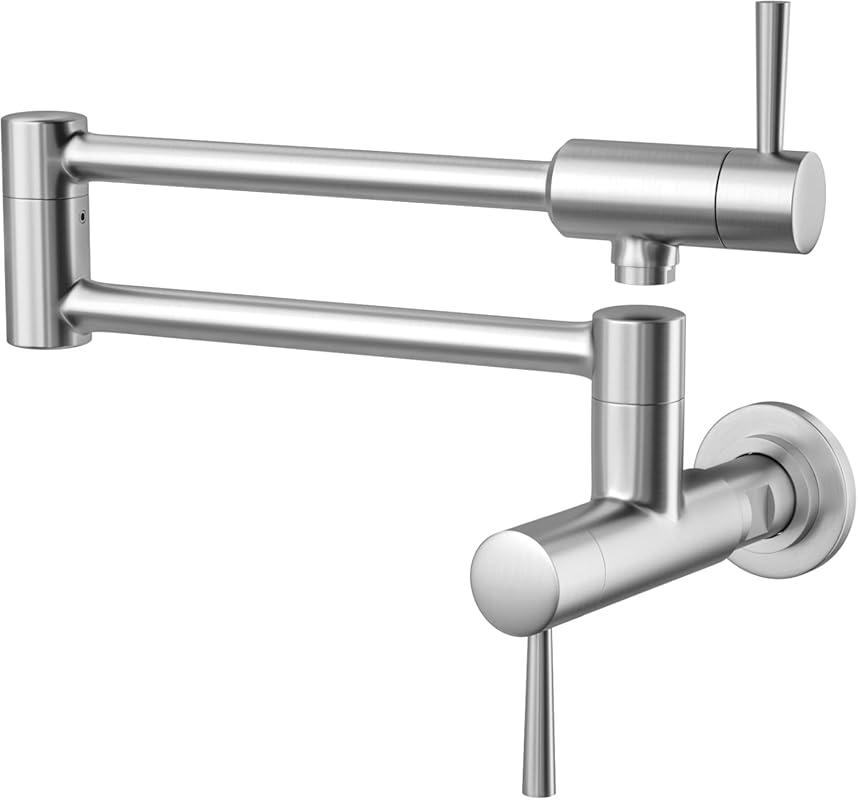 MSTJRY Brushed Stainless Pot Filler Faucet, Commercial Wall Mount with