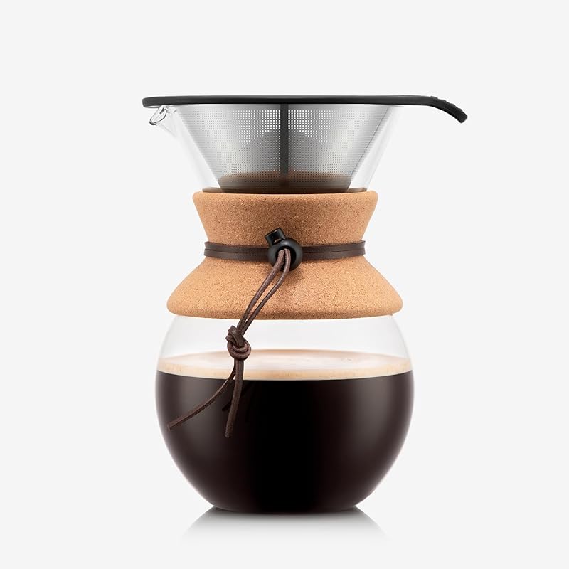 Bodum 34oz Pour Over Coffee Maker: Borosilicate Glass with Reusable St