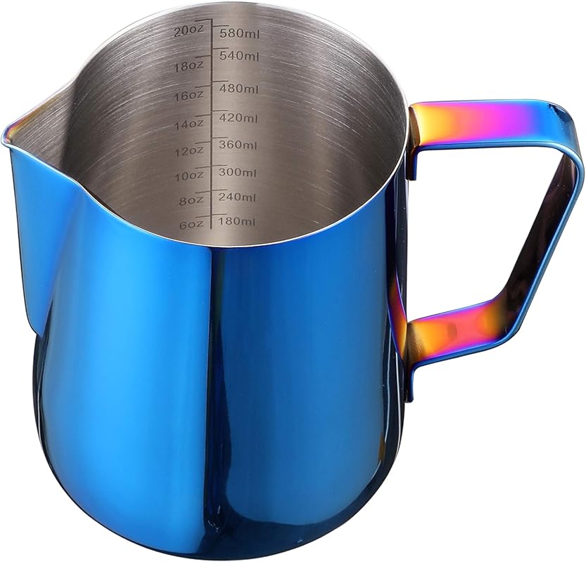 18/8 Stainless Steel Milk Frothing Pitcher, 20oz Steaming Cup for Latt