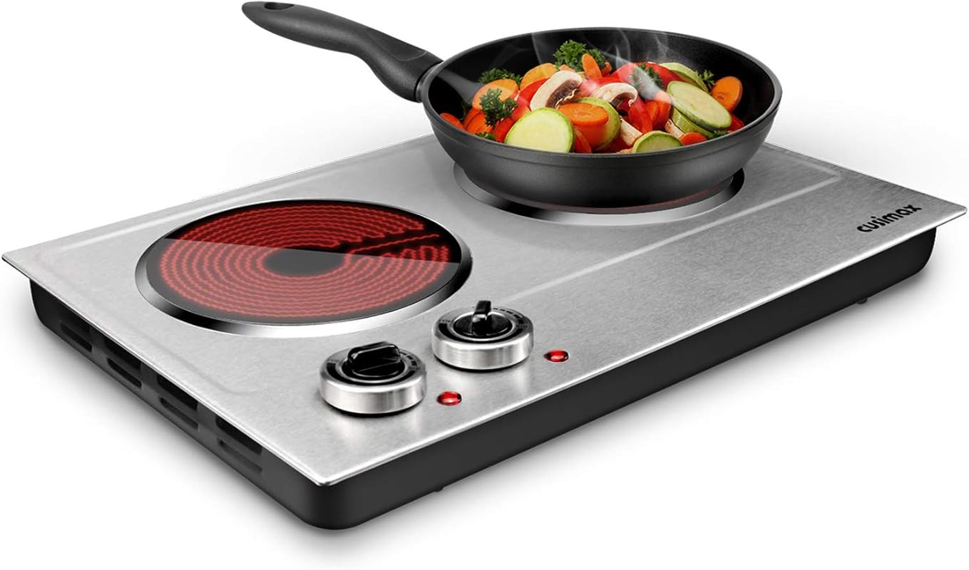 CUSIMAX 1800W Infrared Double Burner, Portable Countertop Hot Plate, D