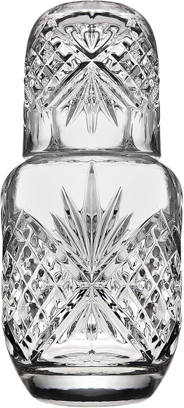 Crystal Bedside Night Carafe Pitcher & Water Glass Tumbler Set. Perfec