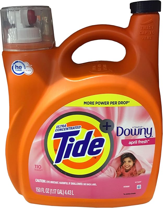 Tide HE Laundry Detergent with Downy, 150 fl oz, Provides 110 Loads of