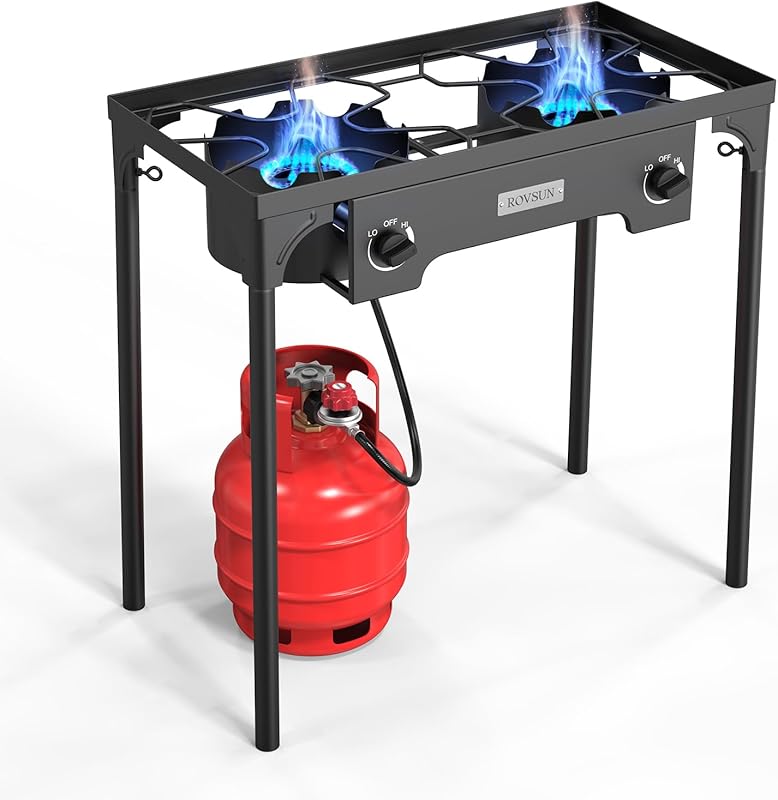 ROVSUN 2 Burner Outdoor Propane Gas Stove: 150,000 BTU High Pressure S