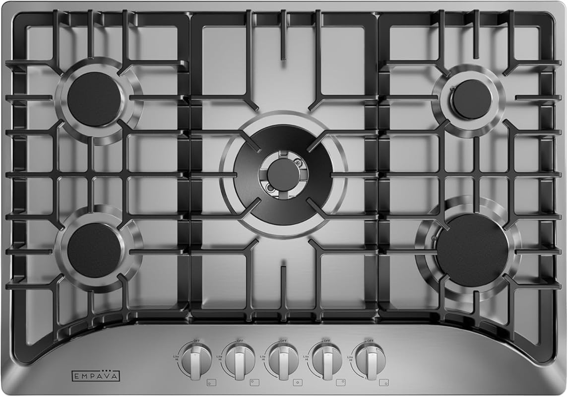 Empava 30 Inch Gas Cooktop with 5 Italy SABAF Burners, LPG/NG Converti