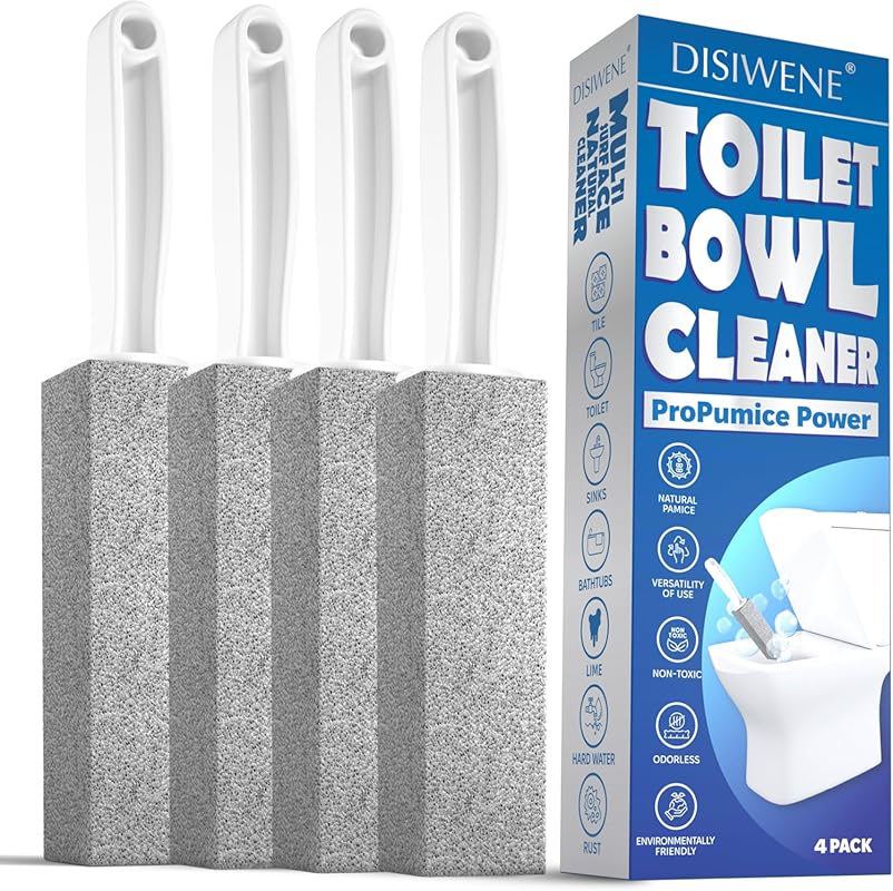 DISIWENE 4-Pack Pumice Stone Toilet Cleaner with Handle for Hard Water