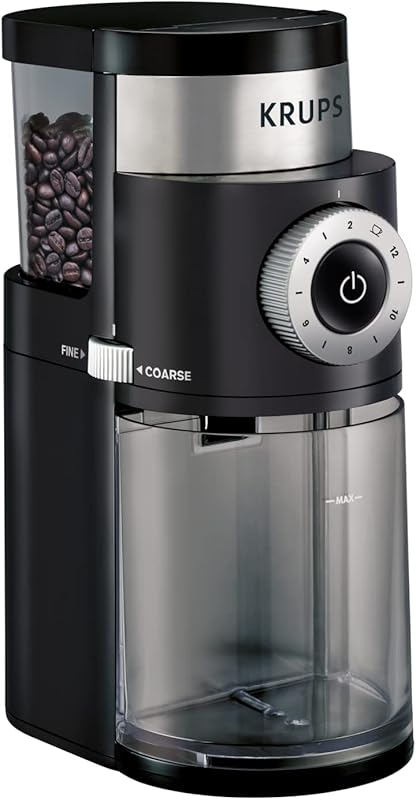 KRUPS Precision Burr Grinder: 12 Grind Settings, 8oz Capacity for Espr