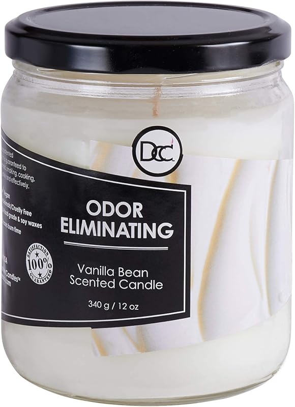 Vanilla Bean Odor Eliminating Scented Candle, 12oz Premium Soy Blend, 