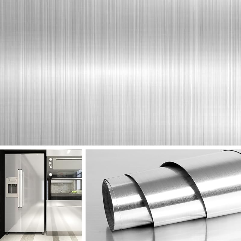 Livelynine Brushed Nickel Peel & Stick Stainless Steel Contact Paper f