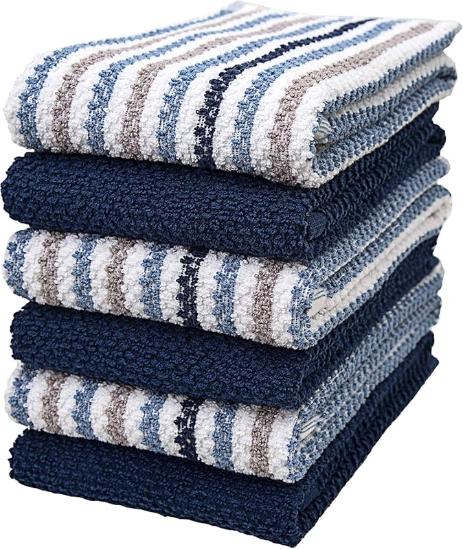 Premium 6-Pack Cotton Kitchen Hand Towels, Highly Absorbent Popcorn St