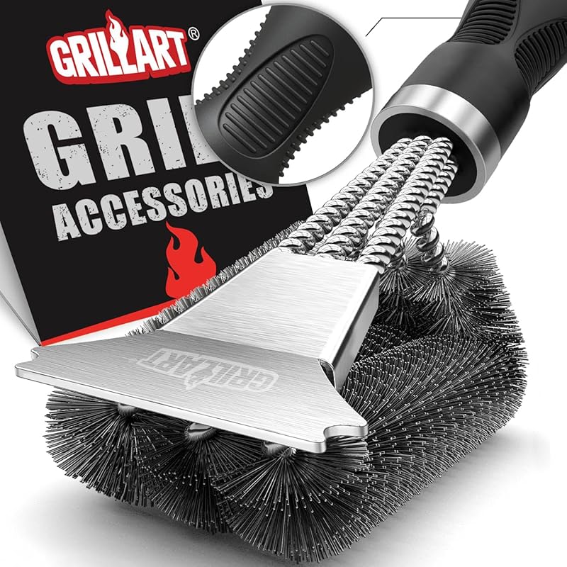 GRILLART BR-8115 Grill Brush and Scraper, Extra Strong Triple Scrubber