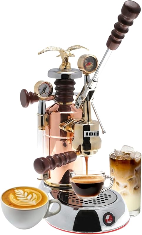 La Pavoni Esperto Edotto 16-Cup Lever Espresso Machine: Chrome, Copper