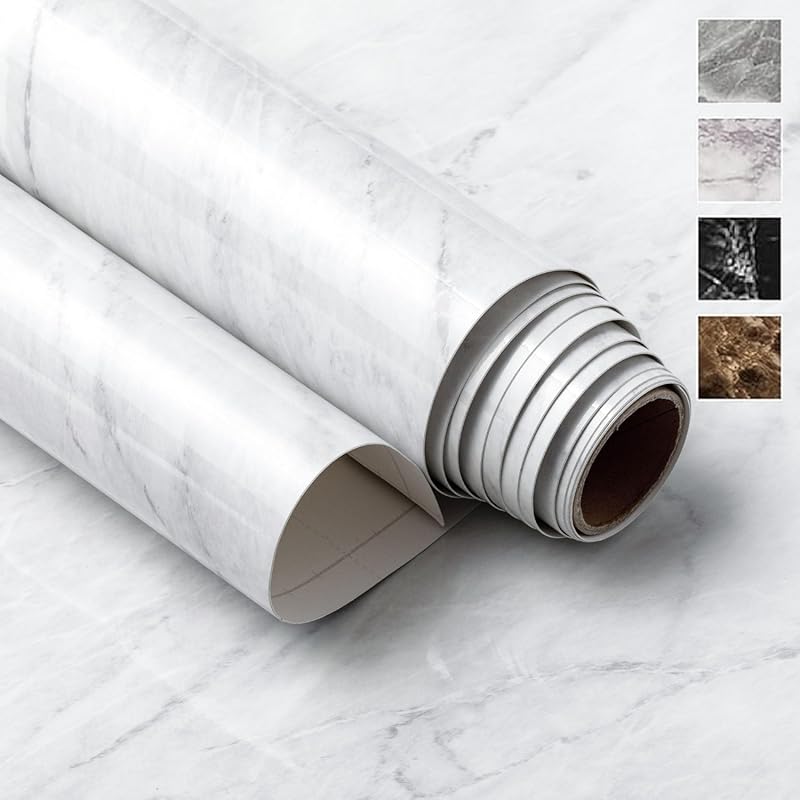 Very Berry Sticker White Marble Contact Paper 15.7"x78" – Waterproof P