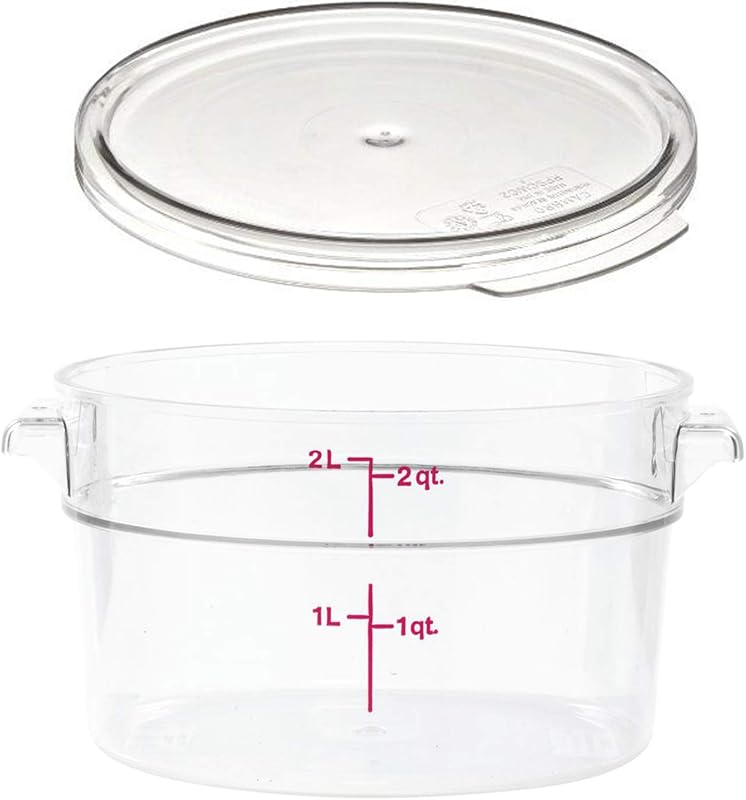 Cambro RFSCW2135 Camwear 2-Quart Round Food Storage Container with Cle