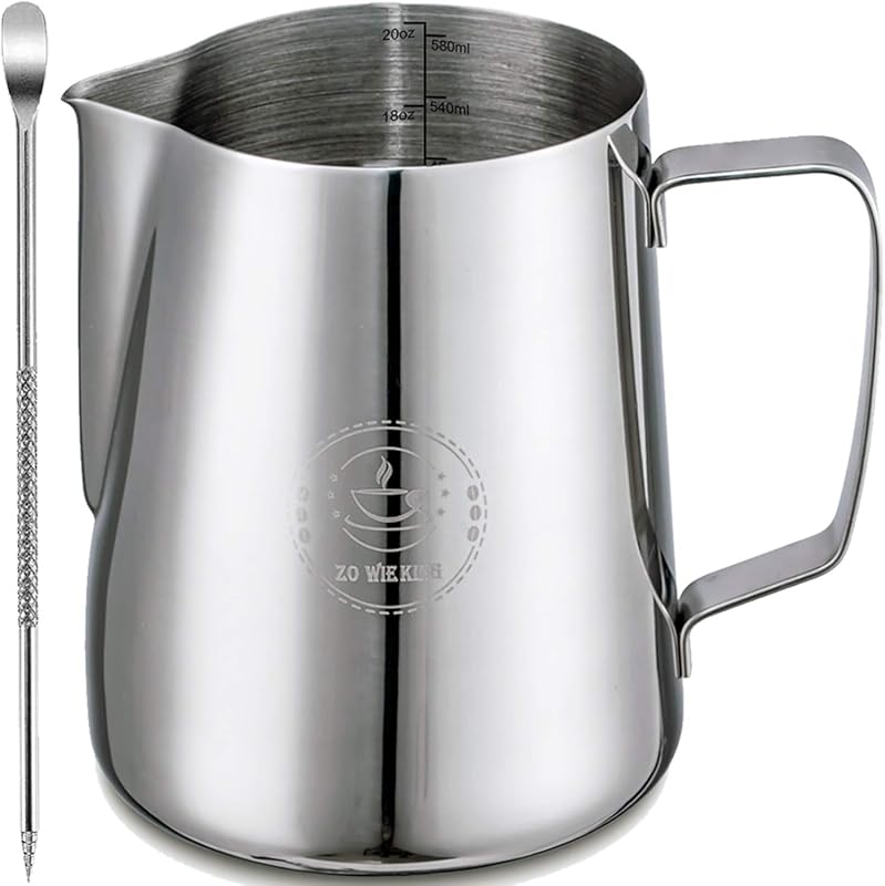 Stainless Steel Milk Frothing Pitcher, 20oz (600ml) Espresso Steaming 