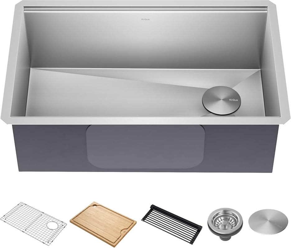 KRAUS Kore 30-inch Undermount Workstation Kitchen Sink, 16 Gauge Singl