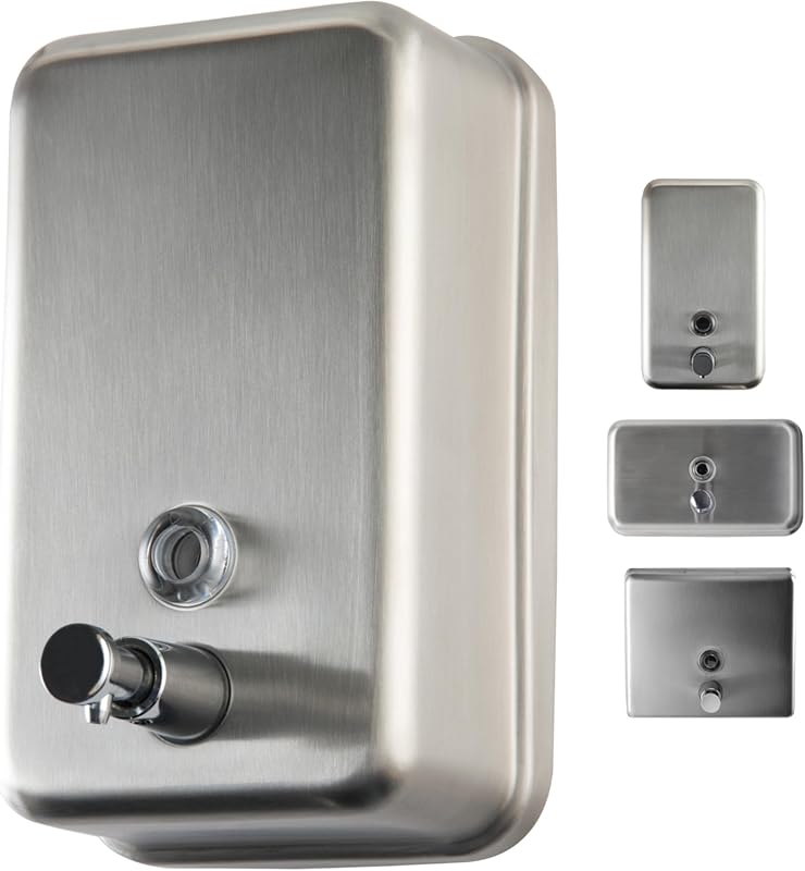 EnBath Commercial Stainless Steel Wall Mount Soap Dispenser, 37oz Prem