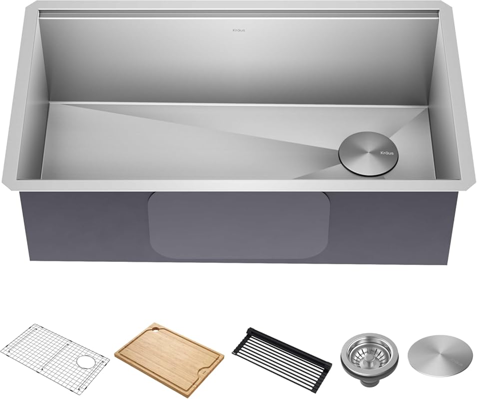 KRAUS Kore 32-inch Undermount Workstation Kitchen Sink, 16 Gauge Singl