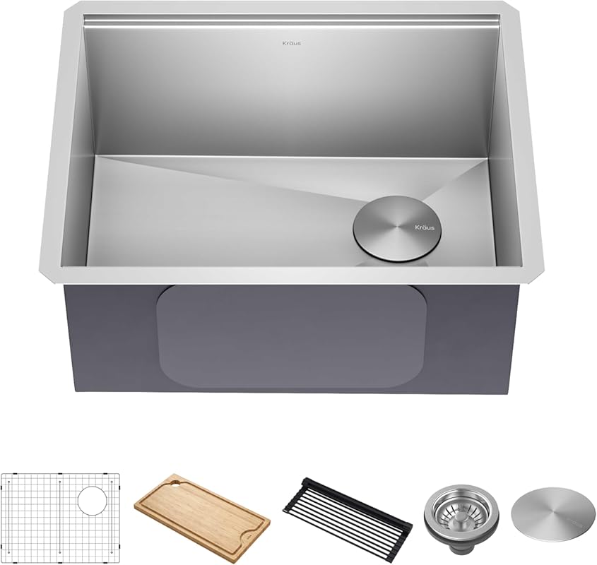 KRAUS Kore 23-inch Undermount Workstation Kitchen Sink, 16 Gauge Singl