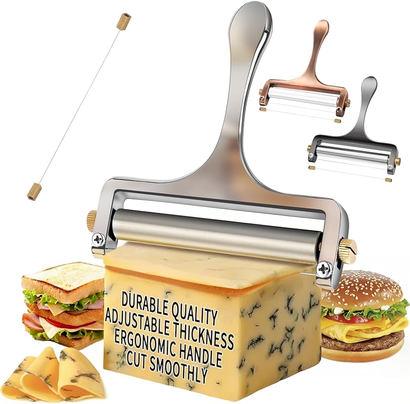 TOPULORS Stainless Steel Handheld Wire Cheese Slicer with Adjustable T