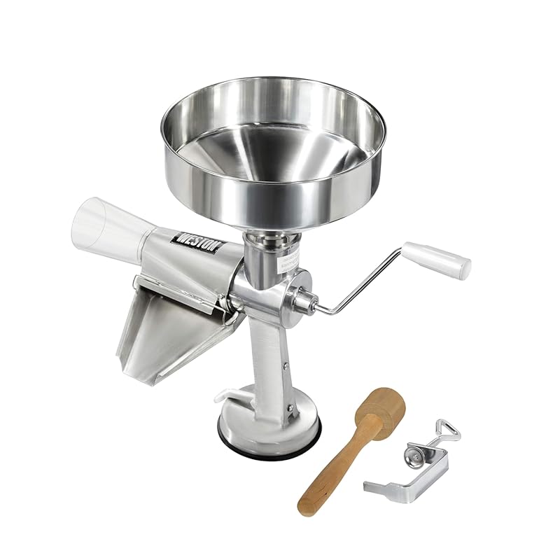 Weston Metal Tomato Strainer with 1 Gallon Hopper, Durable Stainless S