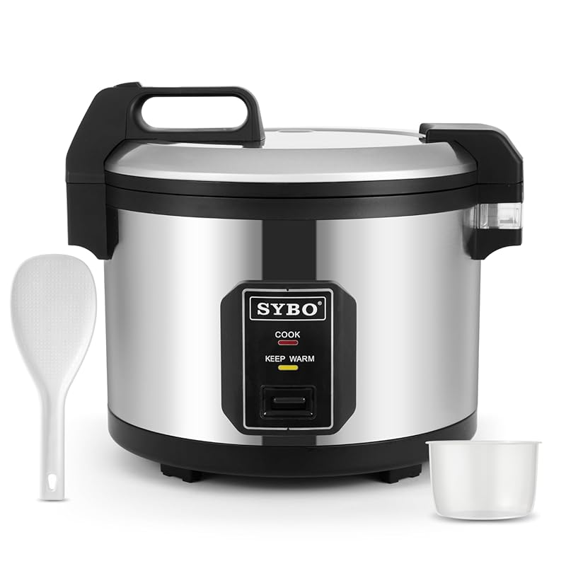SYBO Commercial 60-Cup Rice Cooker & Warmer, Hinged Lid, Non-Stick Pot