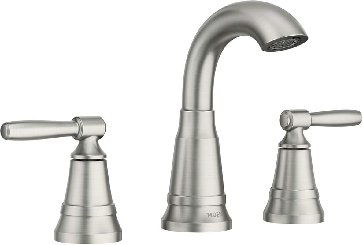 Moen Halle Traditional Widespread Bathroom Faucet, Spot Resist Nickel 
